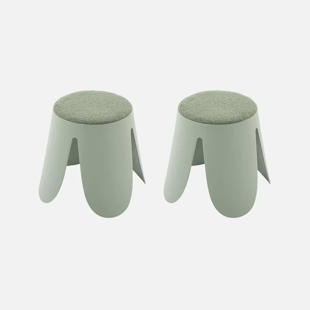 Set de 2 taburetes apilables para niños textura bouclé