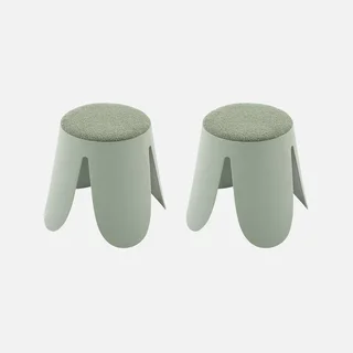Set de 2 taburetes apilables para niños textura bouclé