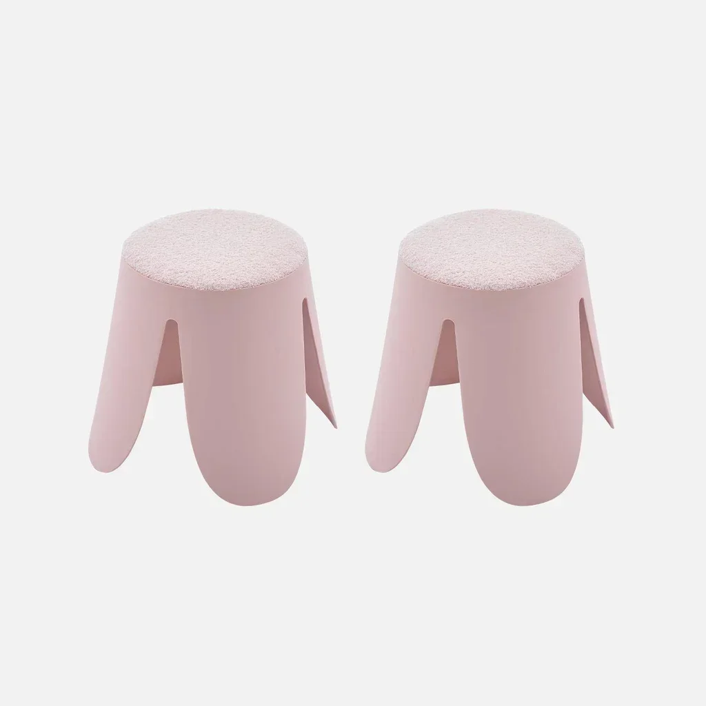 Taburetes infantiles apilables tejido bouclé texturizado pack de 2