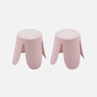 Taburetes infantiles apilables tejido bouclé texturizado pack de 2