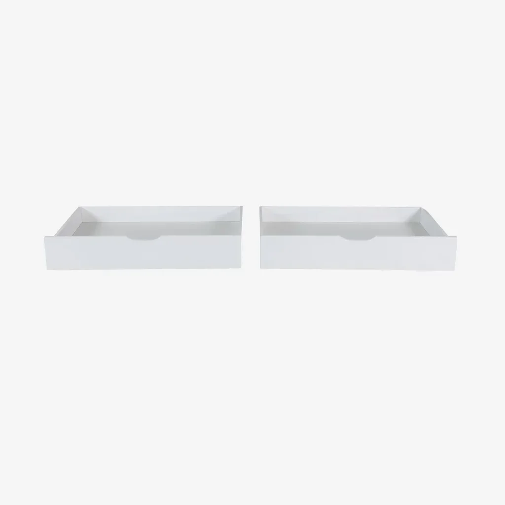 Lot de 2 tiroirs de lit enfant en pin massif vert avec roulettes - Collection Roya