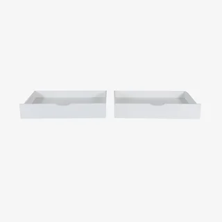 Lot de 2 tiroirs de lit enfant en pin massif vert avec roulettes - Collection Roya