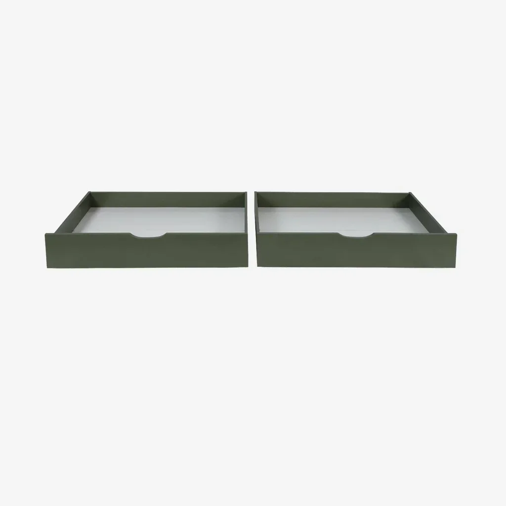 2 tiroirs rangement lit enfant pin massif vert Roya