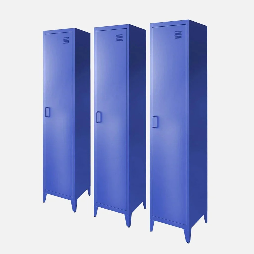 3 Armadietti Metallo Stile Industriale 4 Scomparti Ripostiglio Nero