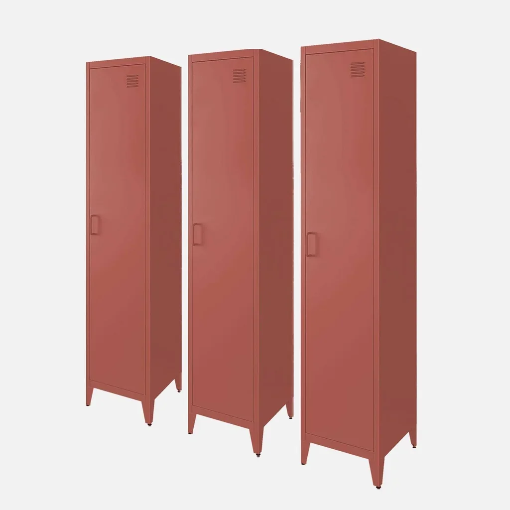 Set di 3 Armadi Industriali in Metallo Nero 4 Scomparti Camera da Letto Organizzazione