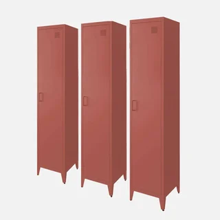 Set di 3 Armadi Industriali in Metallo Nero 4 Scomparti Camera da Letto Organizzazione