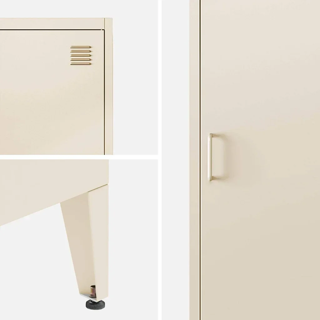 Lotto 3 Armadi Industriali Metallo Nero 4 Scomparti Camera da Letto 180cm