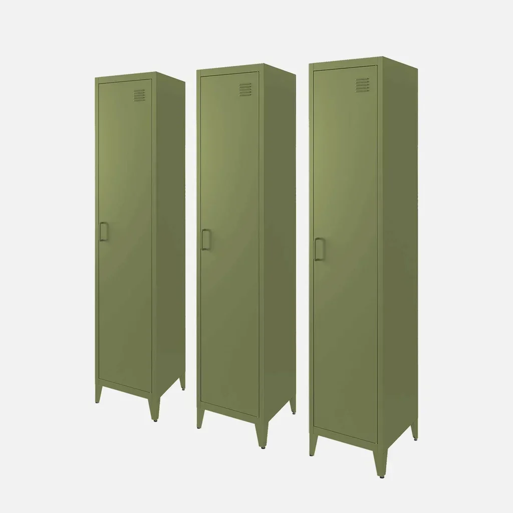 Set di 3 armadietti industriali metallo 4 scomparti nero 180cm