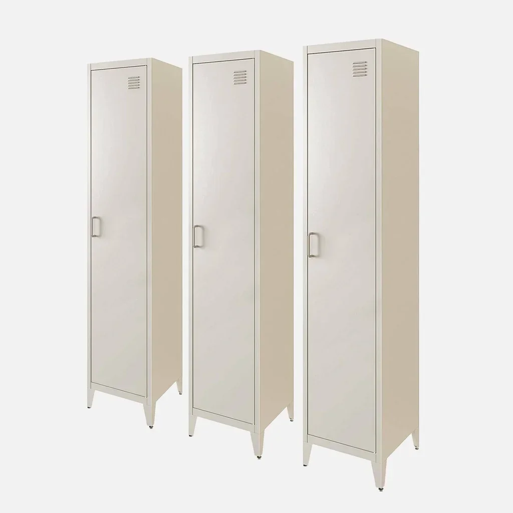 Lotto 3 Armadi Industriali Metallo Nero 4 Scomparti Camera da Letto 180cm