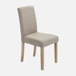 Lot 4 chaises scandinaves Rita bois hévéa cérusé velours côtelé greige