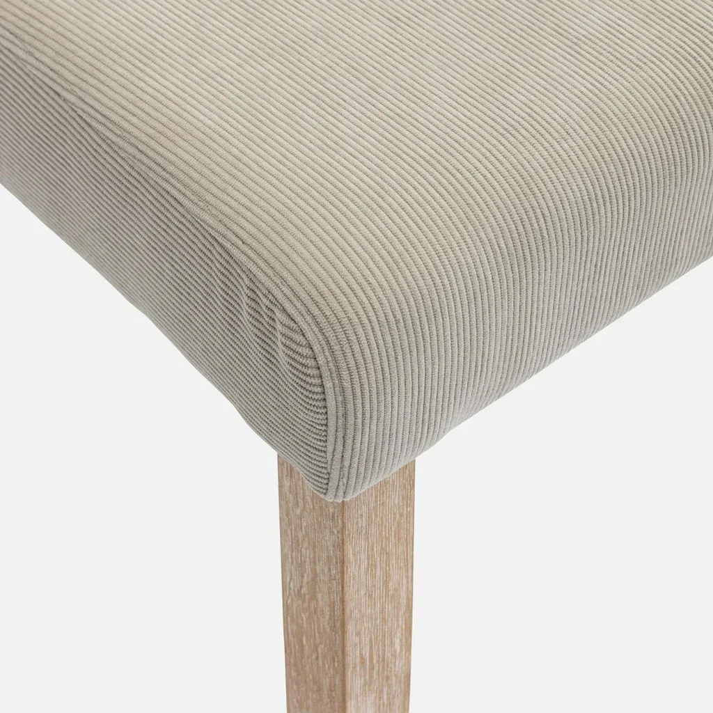 Lot 4 chaises scandinaves Rita bois hévéa cérusé velours côtelé greige
