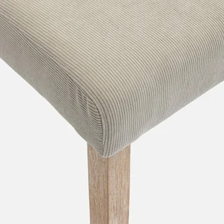 Lot 4 chaises scandinaves Rita bois hévéa cérusé velours côtelé greige