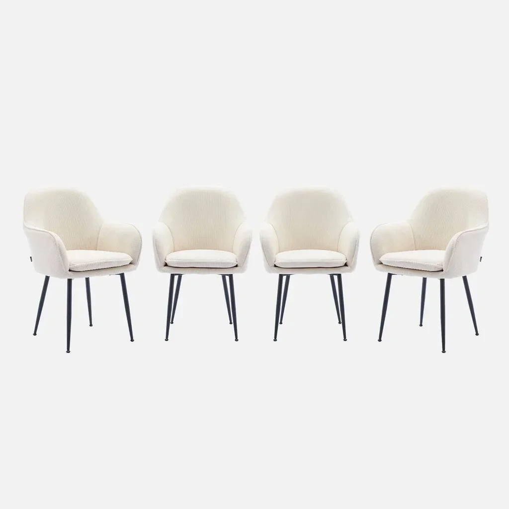 4 fauteuils velours côtelé vintage pieds métal Shella