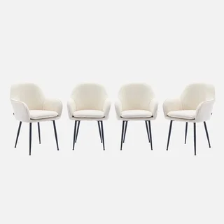 4 fauteuils velours côtelé vintage pieds métal Shella