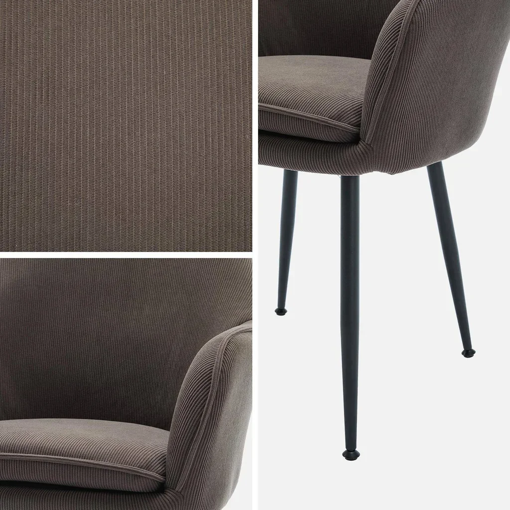 4 fauteuils velours côtelé vintage Shella structure métal