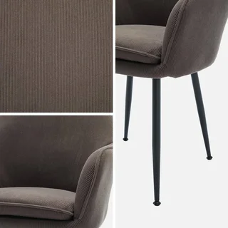 4 fauteuils velours côtelé vintage Shella structure métal