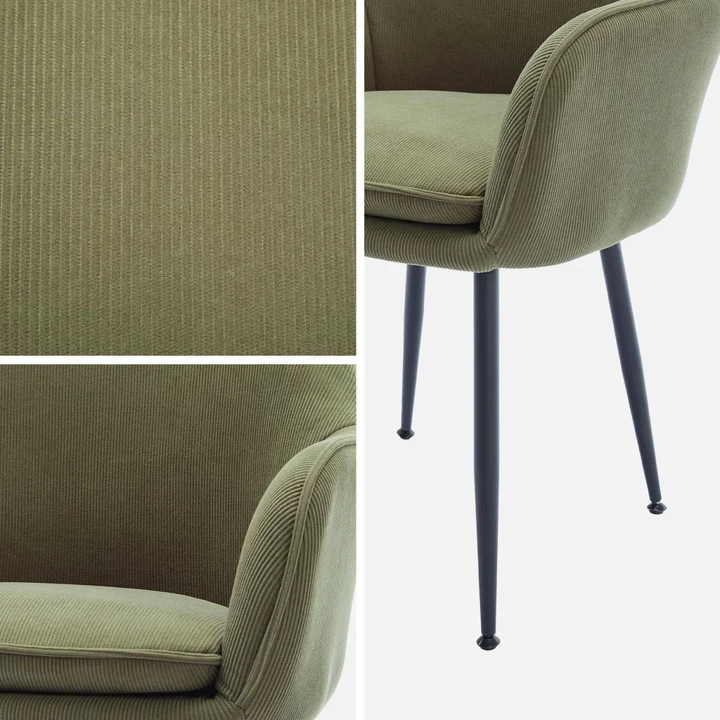 Lot 4 fauteuils velours côtelé structure métal vintage Shella