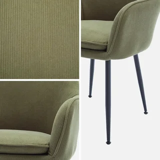 Lot 4 fauteuils velours côtelé structure métal vintage Shella