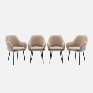 Lot de 4 fauteuils velours côtelé structure métallique vintage Shella