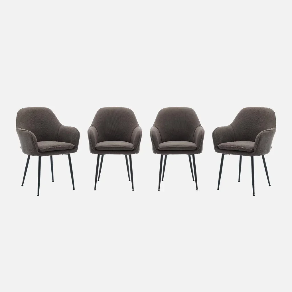 4 fauteuils velours côtelé vintage Shella structure métal