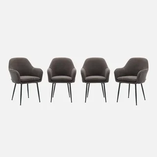 4 fauteuils velours côtelé vintage Shella structure métal
