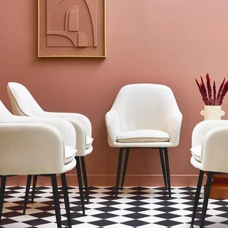 4 fauteuils velours côtelé vintage pieds métal Shella
