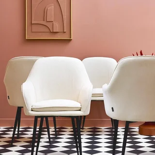 4 fauteuils velours côtelé vintage pieds métal Shella