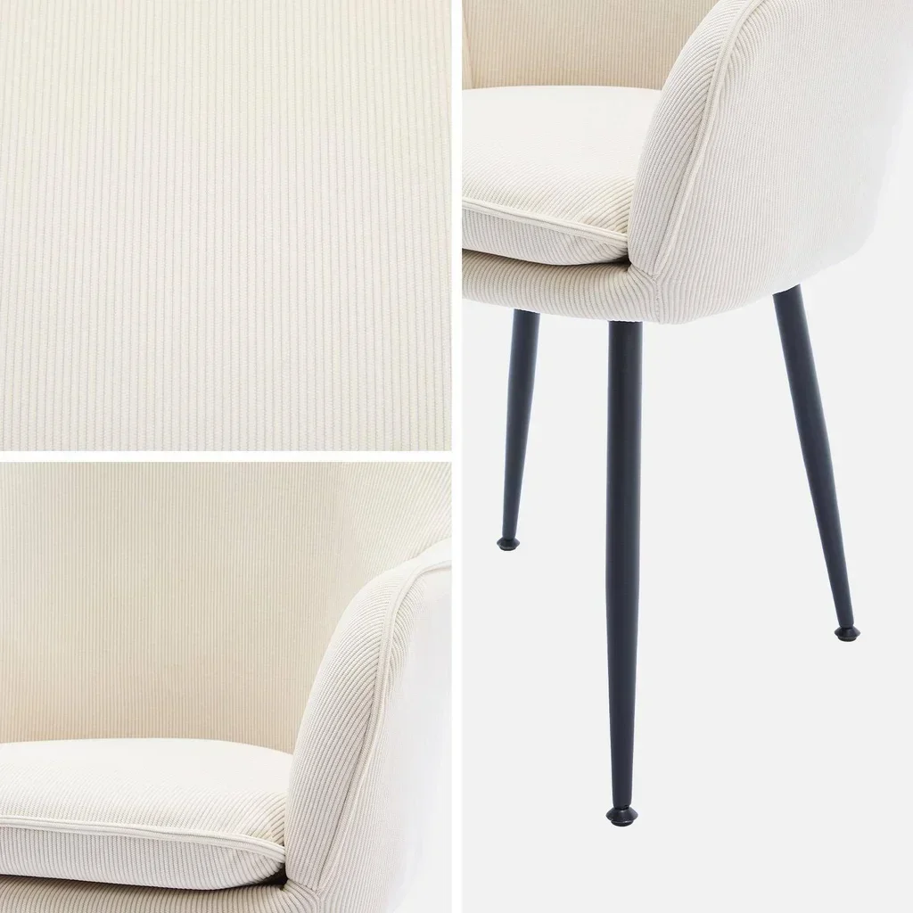 4 fauteuils velours côtelé vintage pieds métal Shella