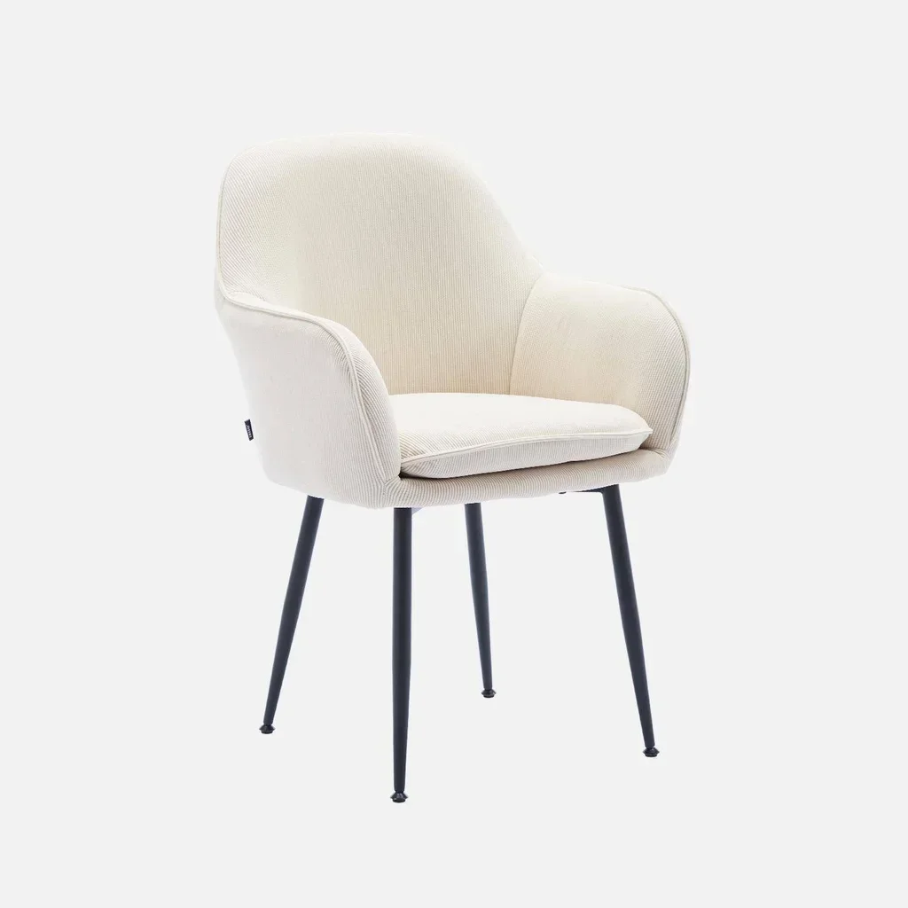 4 fauteuils velours côtelé vintage pieds métal Shella