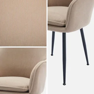 Lot de 4 fauteuils velours côtelé structure métallique vintage Shella