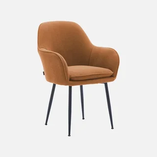 Lot de 4 fauteuils velours côtelé vintage structure métallique Shella