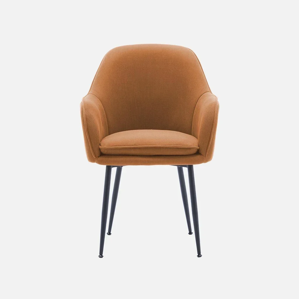 Lot de 4 fauteuils velours côtelé vintage structure métallique Shella