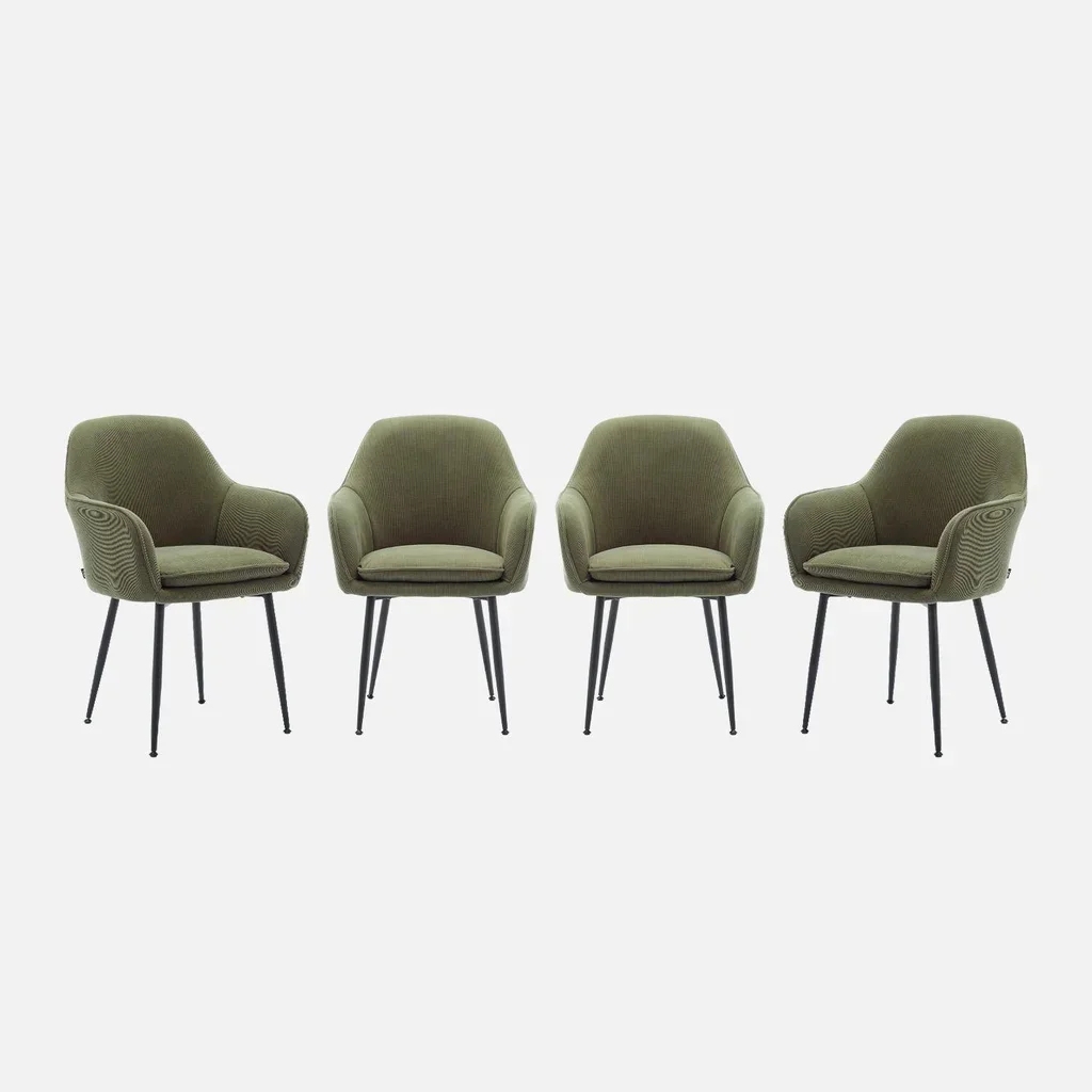 Lot 4 fauteuils velours côtelé structure métal vintage Shella