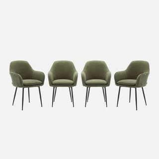Lot 4 fauteuils velours côtelé structure métal vintage Shella