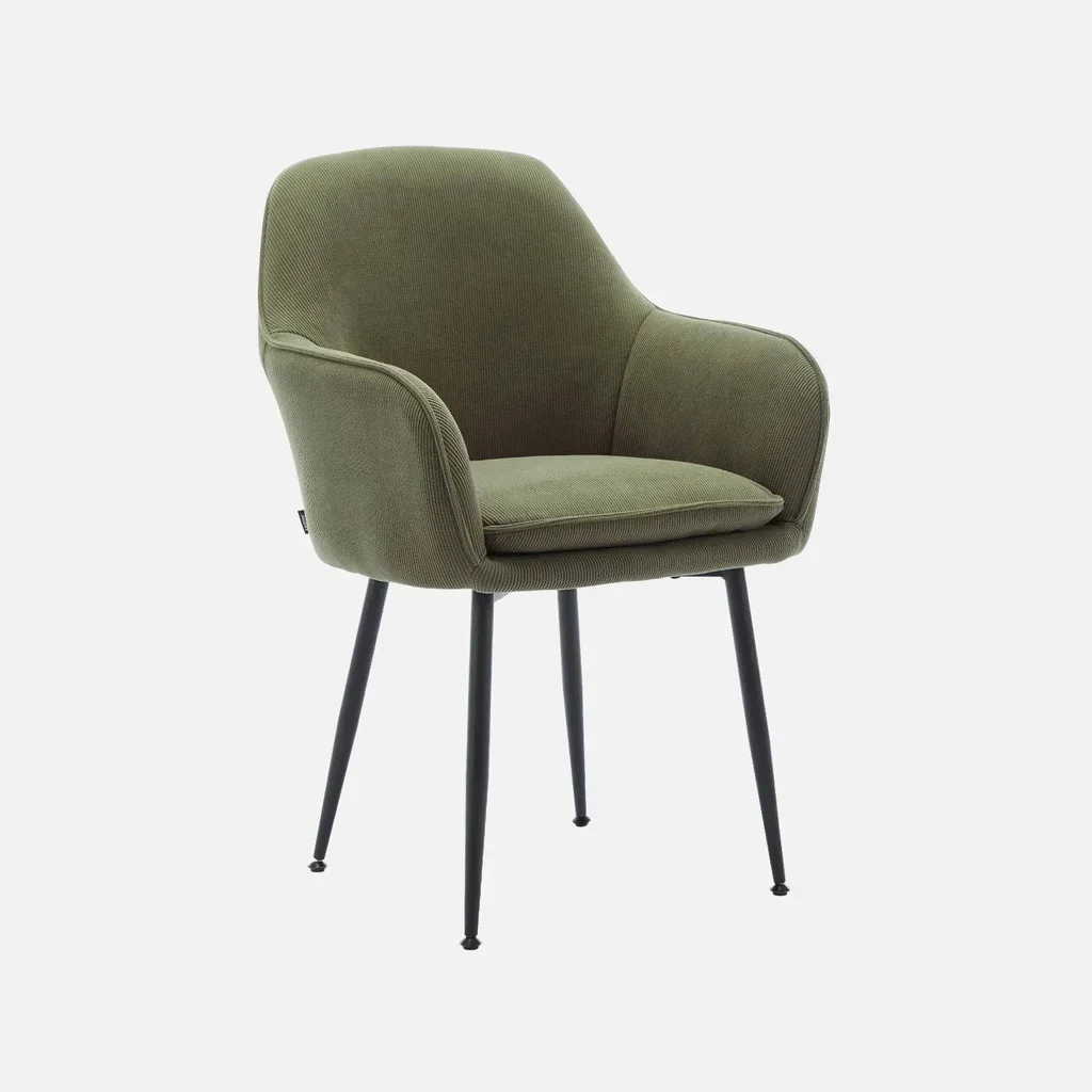 Lot 4 fauteuils velours côtelé structure métal vintage Shella