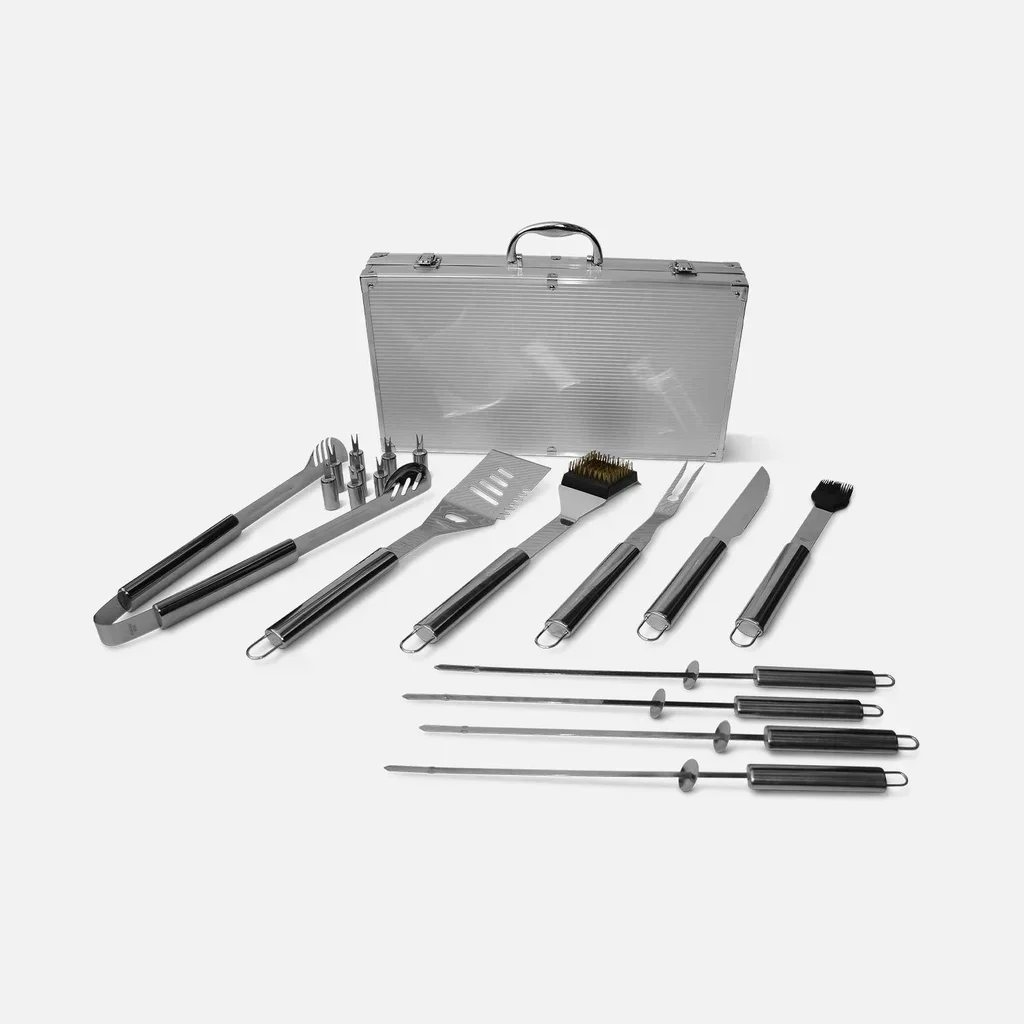 Mallette BBQ 18 pièces acier inoxydable complète