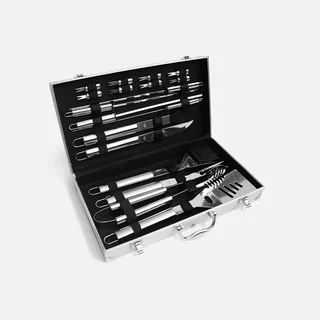 Mallette BBQ 18 pièces acier inoxydable complète