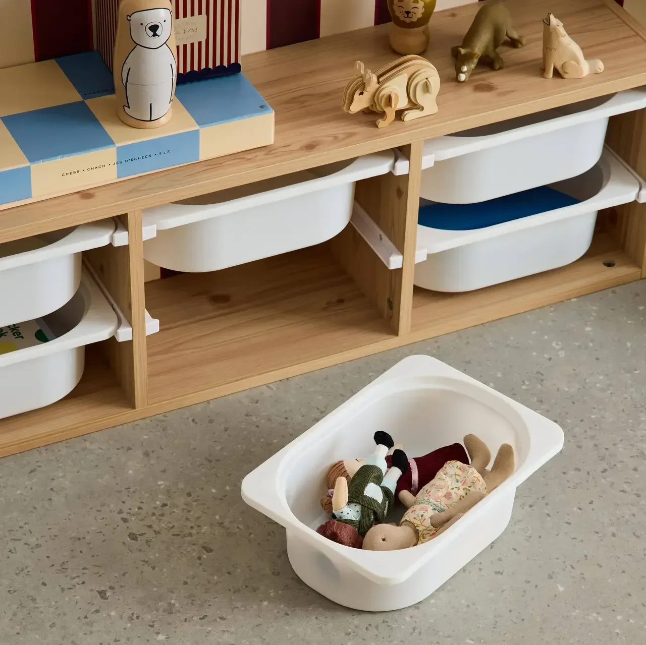Meuble 6 bacs rangement enfant jouets livres autonomie