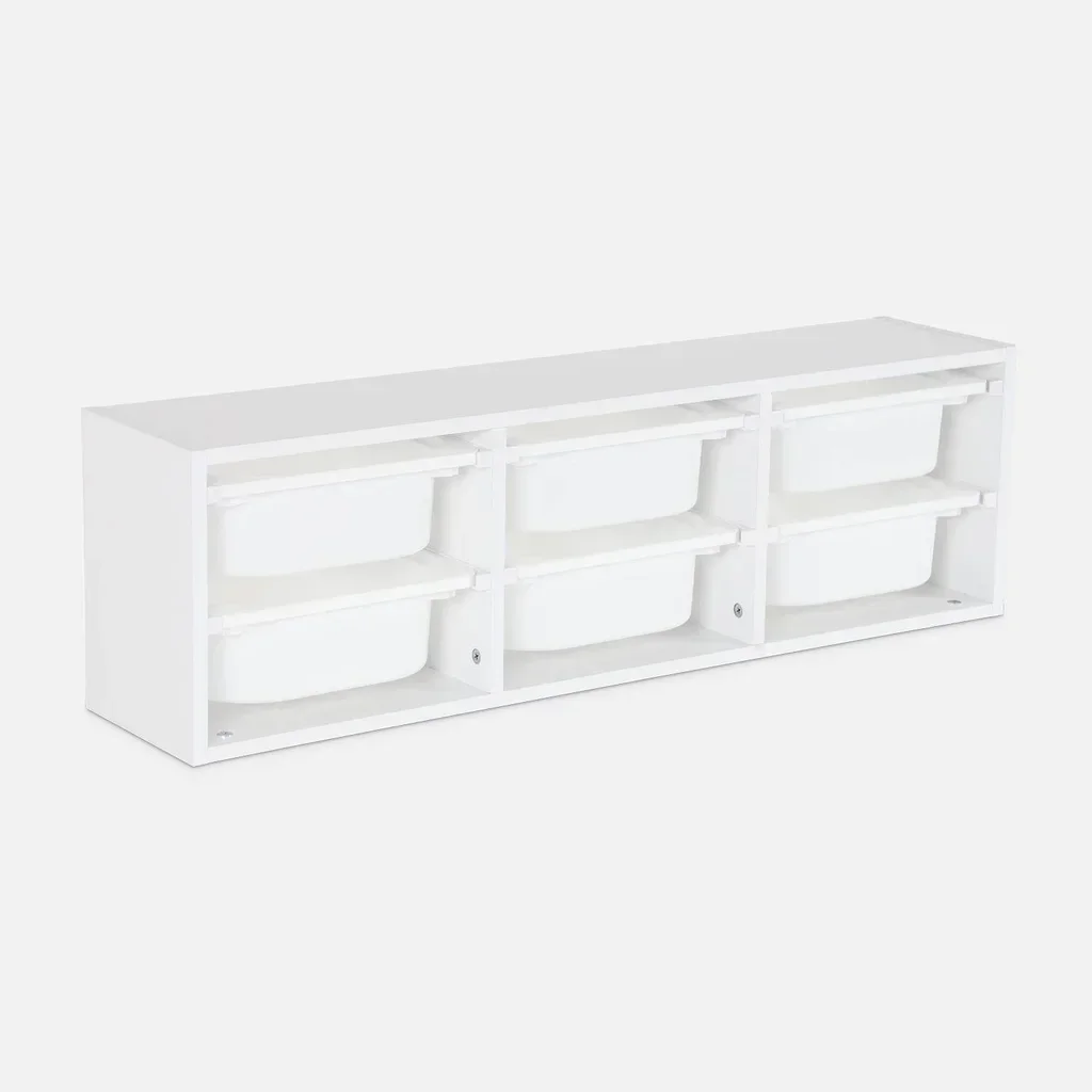 Meuble rangement 6 bacs enfant jouets livres plastique