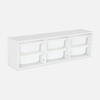 Meuble rangement 6 bacs enfant jouets livres plastique