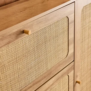 Mueble zapatero 3 puertas ratán madera Boho 21 pares