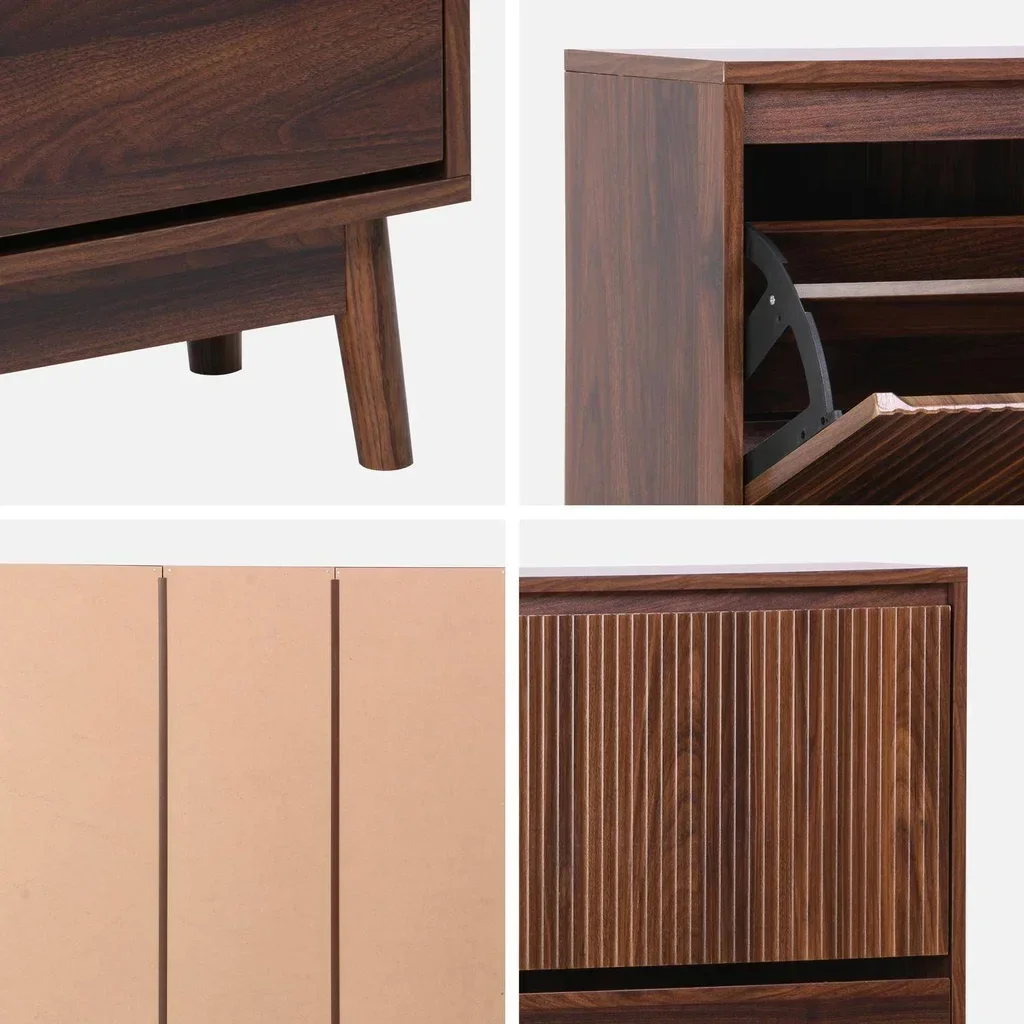Meuble à chaussures scandinave 3 portes abattantes bois clair