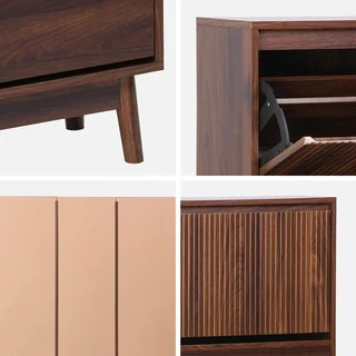 Meuble à chaussures scandinave 3 portes abattantes bois clair