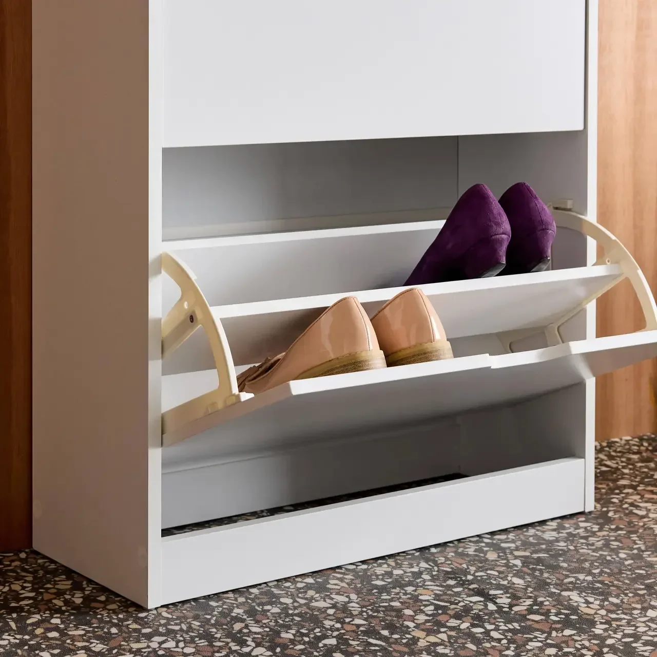 Meuble à chaussures 3 portes abattantes bois Shooz entrée