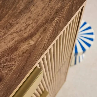 Meuble à chaussures 3 portes bois manguier strié Celian
