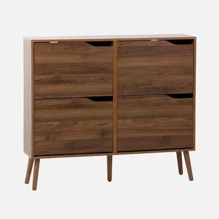 Meuble à chaussures 4 portes bois scandinave Népal entrée