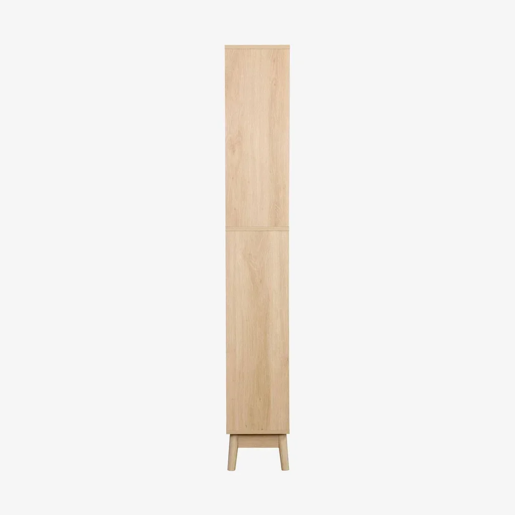 Bad Hochschrank Holz 3 Fächer 2 Schubladen skandinavischer Stil