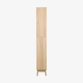 Bad Hochschrank Holz 3 Fächer 2 Schubladen skandinavischer Stil
