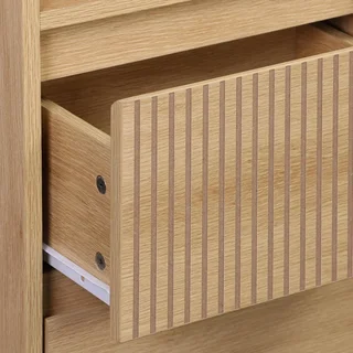 Bad Hochschrank Holz 3 Fächer 2 Schubladen skandinavischer Stil