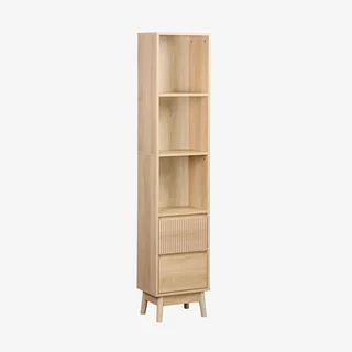 Bad Hochschrank Holz 3 Fächer 2 Schubladen skandinavischer Stil